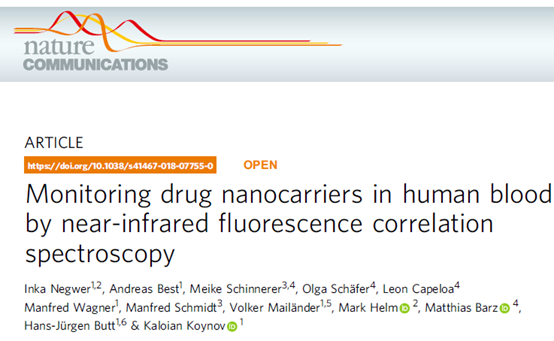 Application of near-infrared fluorescence correlation spectroscopy for monitoring nanodrug carriers in human blood
